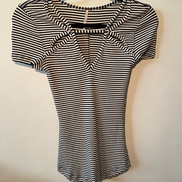 Free People Cut Out Striped Top - Picture 1 of 3